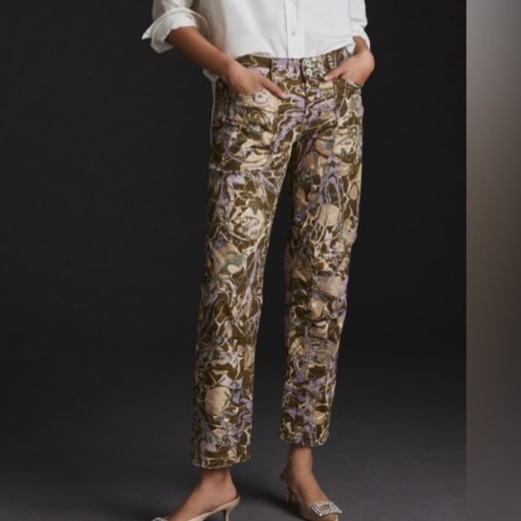 Anthropologie Pilcro The Wanderer Colorful Metallic Marbled Pop Pants - Picture 4 of 12